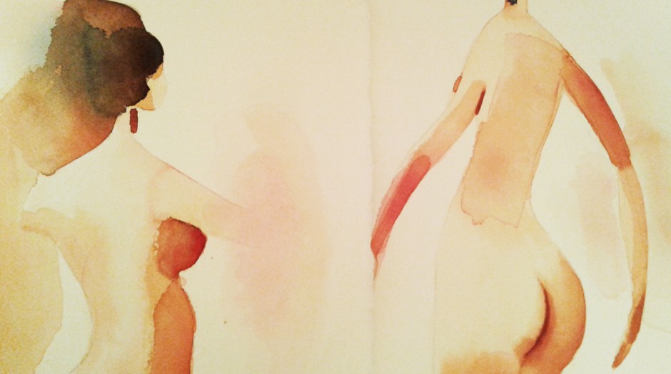 Illustrazione acquerello, nudi, 1, Alessandra Scandella